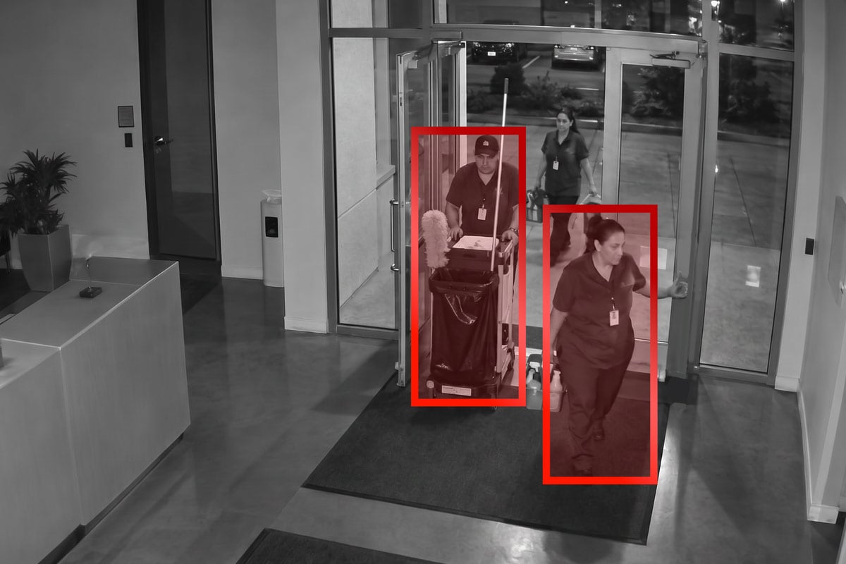 Remote video monitoring of an after-hours garage or building entrance.