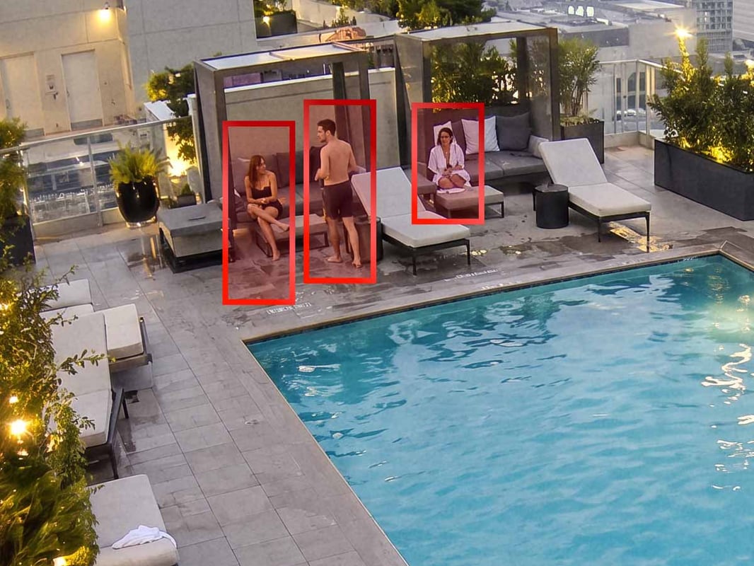 Remote video monitoring of a shared lobby or delivery area.