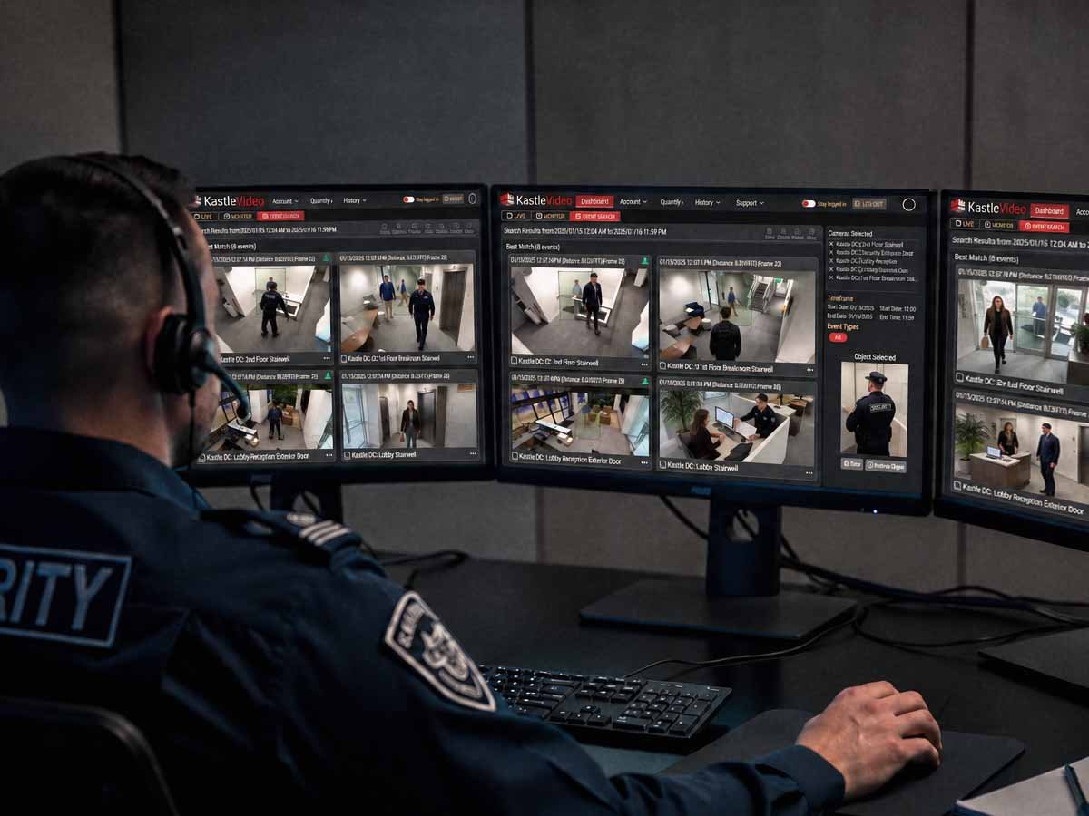 Remote security monitoring services supporting on-site guard patrols.