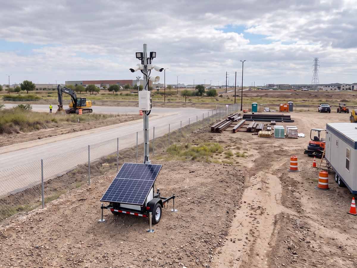 Kastle security cameras in use alongside construction crews at an outdoor jobsite